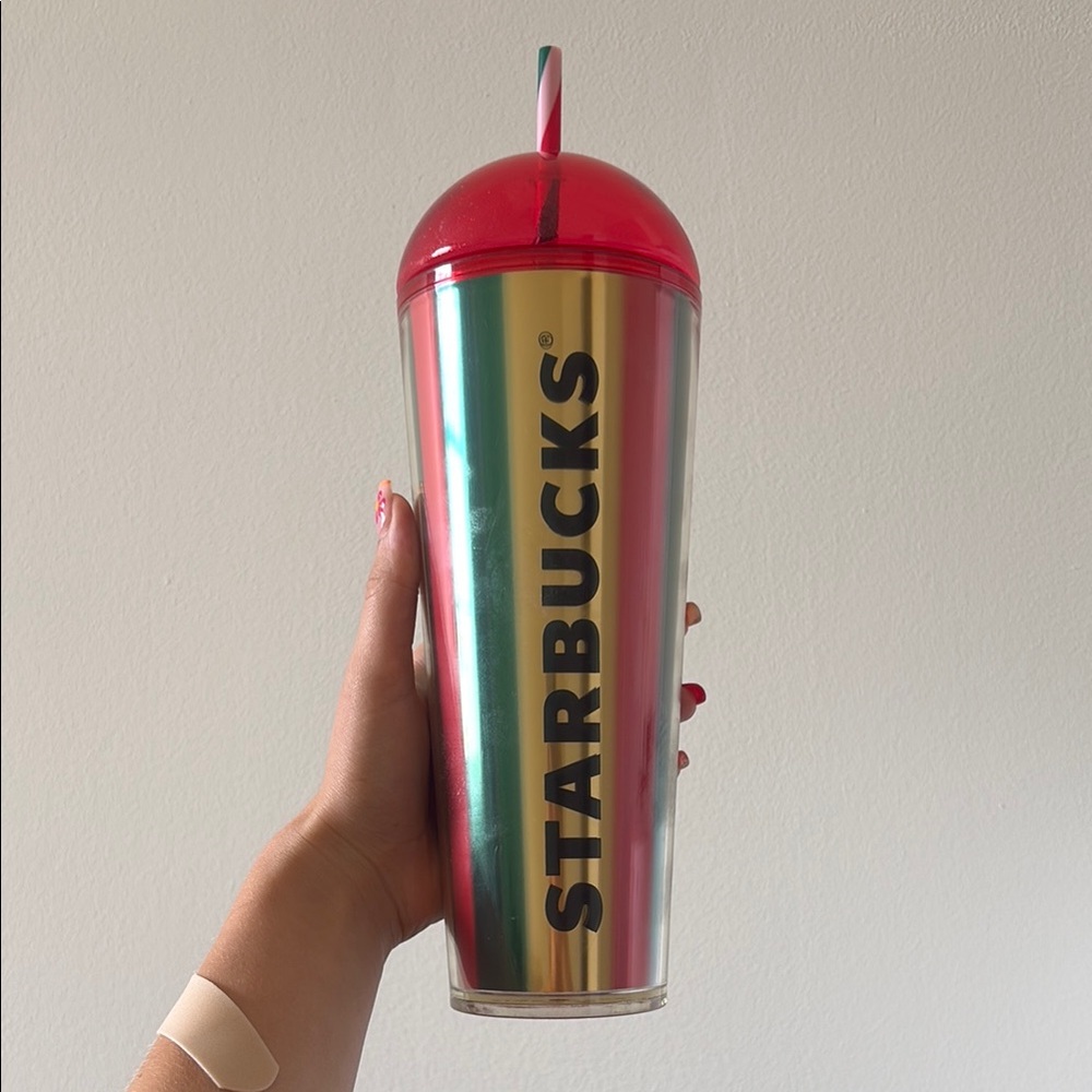 Starbucks Multicolor Tumbler with Red Lid